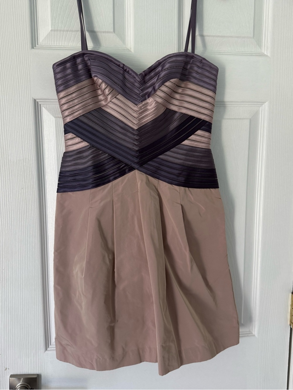 BCBGMAXAZRIA Strapless Pleated Colorblock Cocktail Dress Size 6